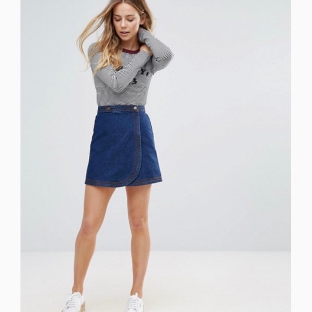 ASOS Brave Soul London Denim Jean Wrap Skirt Casual